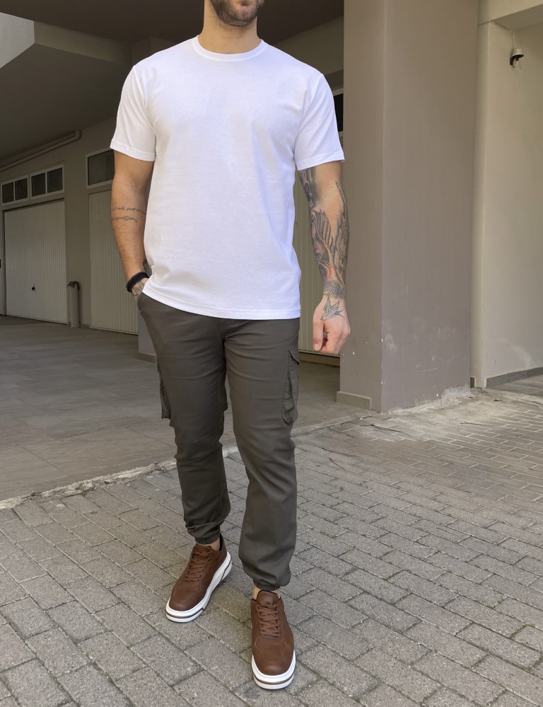 Origin ανδρική λευκή βαμβακερή κοντομάνικη μπλούζα με ανάγλυφο ύφασμα 242730W φωτογραφία